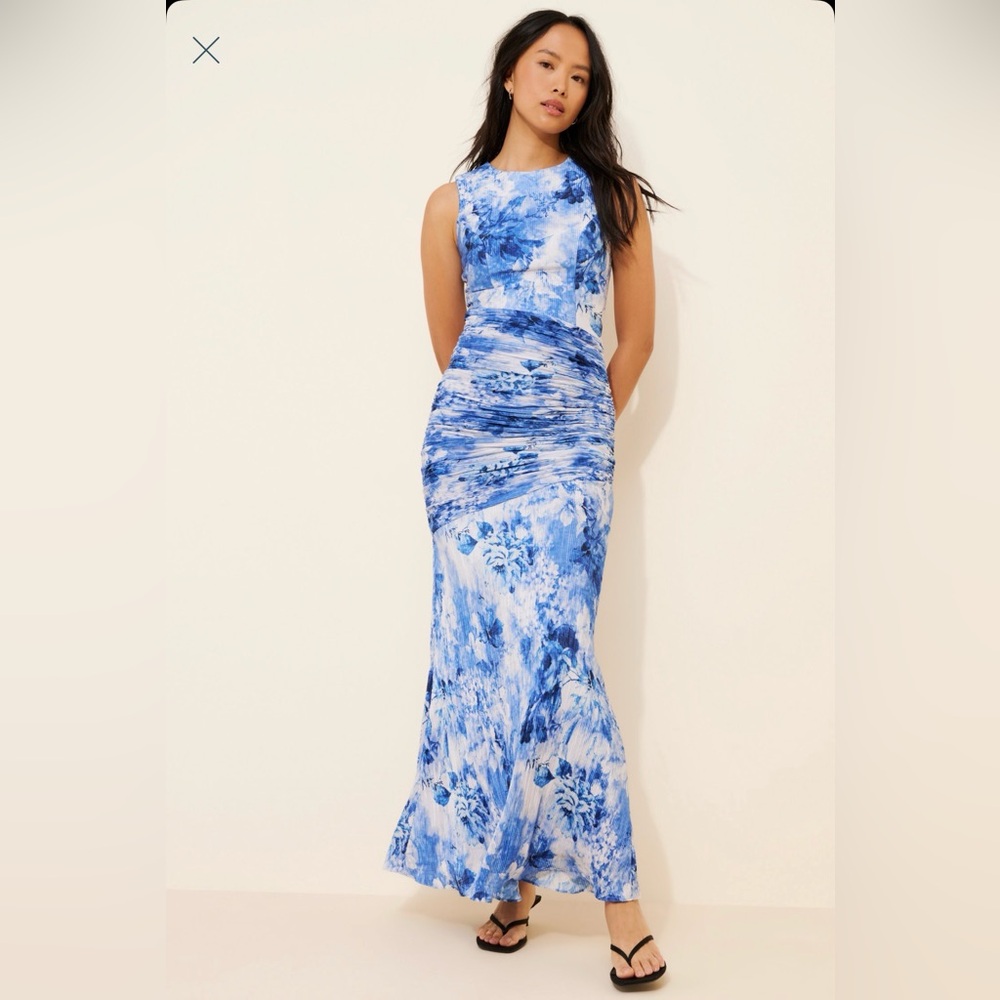 Dress the Population Blue & White Floral Maxi Dress